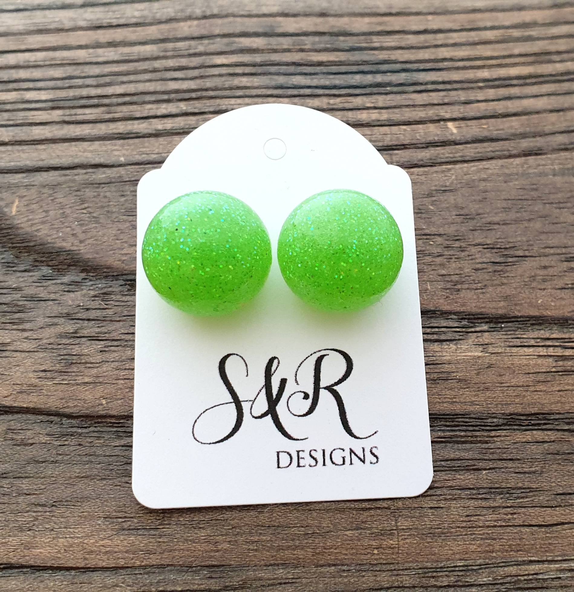 Green on sale glitter earrings