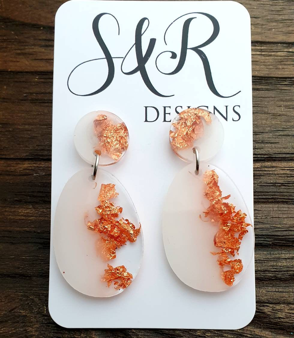 White resin sale earrings