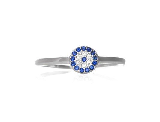 Evil Eye Cubic Zirconia Ring, Sterling Silver