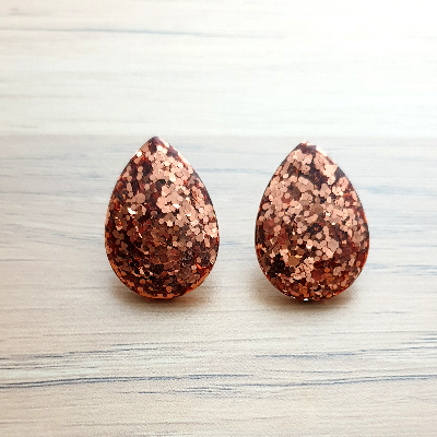 Teardrops Rose Gold Glitter Stud Earrings