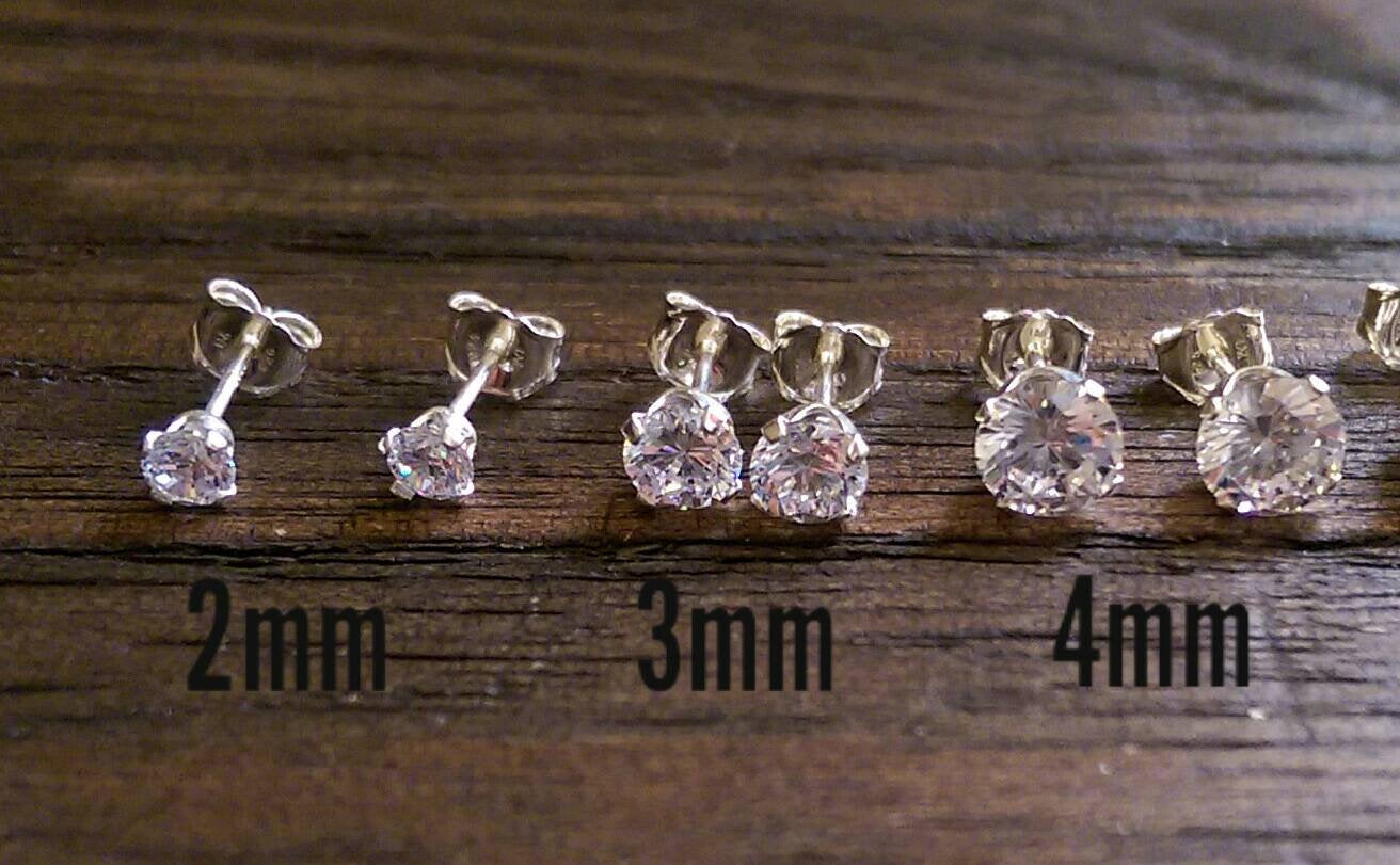 Silver cubic deals zirconia stud earrings