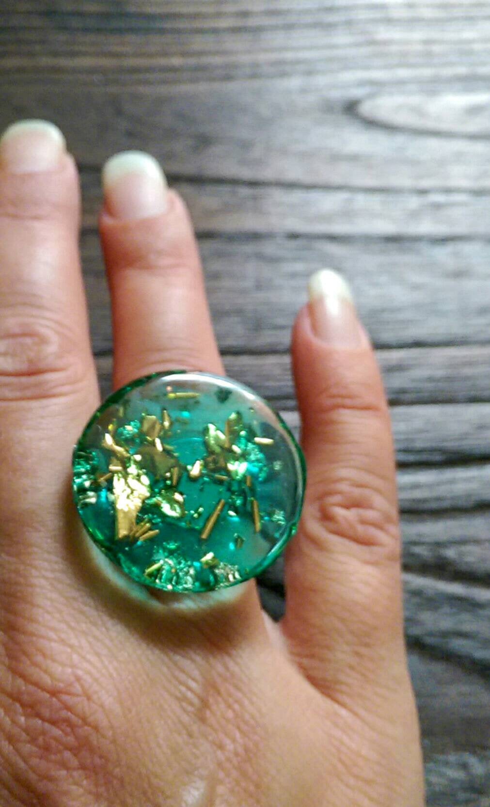 Green on sale resin ring